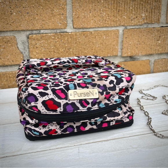 PurseN Multicolor Leopard Tiara Vacationer Expandable Jewelry Case Makeup Bag - Picture 1 of 10